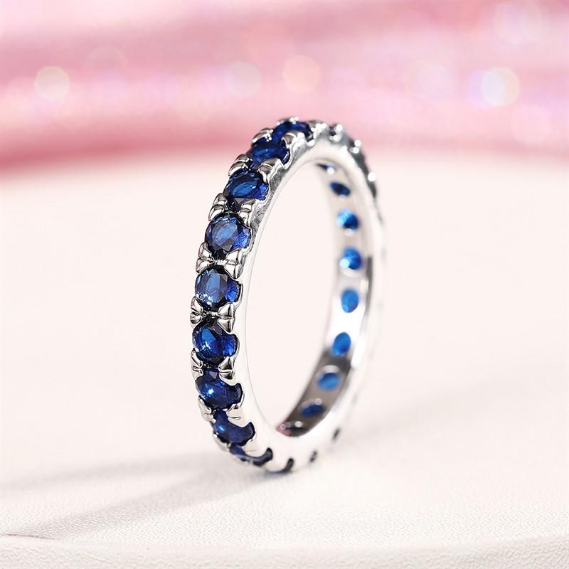 

Huitan Single Circle Blue Cubic Zirconia Ring for Female Versatile and Stackable Daily Finger Zircon for Women Fashion Gift 6
