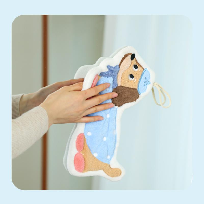 Hanging Style, Thickened, Super Absorbent, Cute Cartoon, Hand Towel, Coral Fleece, Small Square Towel, Dual-use for Kitchen and Bathroom