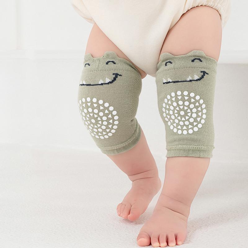 1 Pair Class A Xinjiang Combed Cotton Baby Crawling Knee Pads, Hollow Mesh Anti-Slip Silicone Dot Knee Leg Warmers for Toddler 0-5 Years Four Seasons
