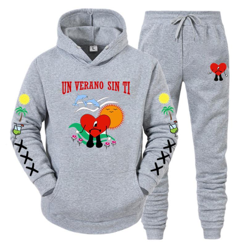 Hoodie Set Bad Bunny UN VERANO SIN TI Print Sweatshirt Men Women Unisex Oversized Fashion Casual Long Sleeve Pants Suit Clothes