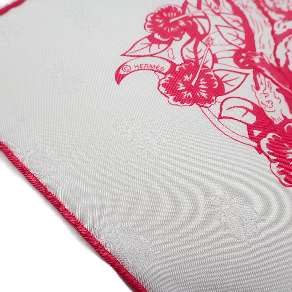 HERMES  171876SC08  scarf white/pink silk Women