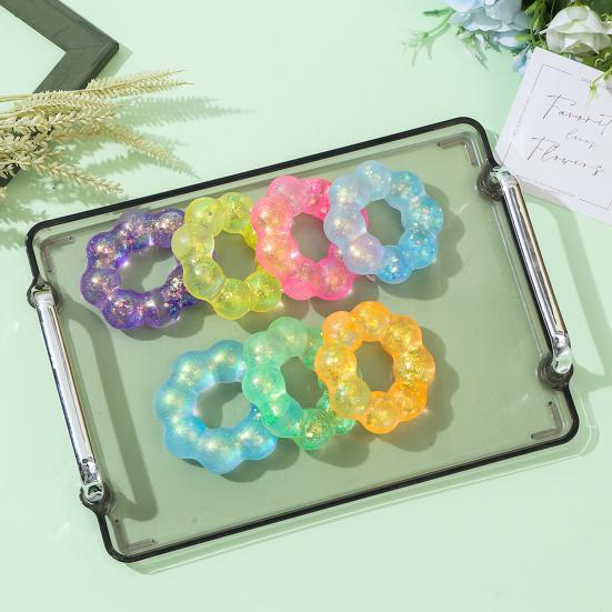 Clear Donut Ring Squeeze Toy Stress Relief Glitter Grip Ring Sensory Toy Soft Stretchy Home Office Worker Desk Toy