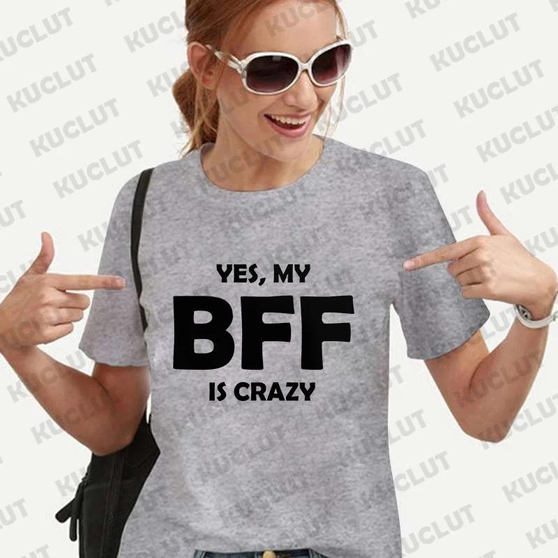 BFF Unisex T-Shirt Vintage Tee Lockere Oberteile Crazy BFF Lustiges Geschenk Beste Freunde Geburtstag T-Shirt für Unisex Sommer Harajuku T-Shirts