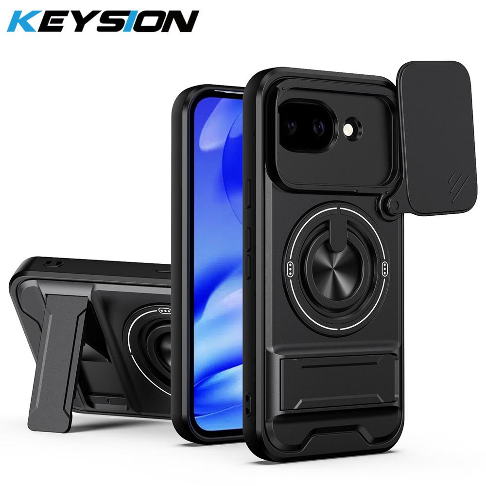 KEYSION Magnetic Phone Case for Google Pixel 10A Slide Camera Protection Upright Stand 360° Ring Shockproof Cover for Pixel 10A