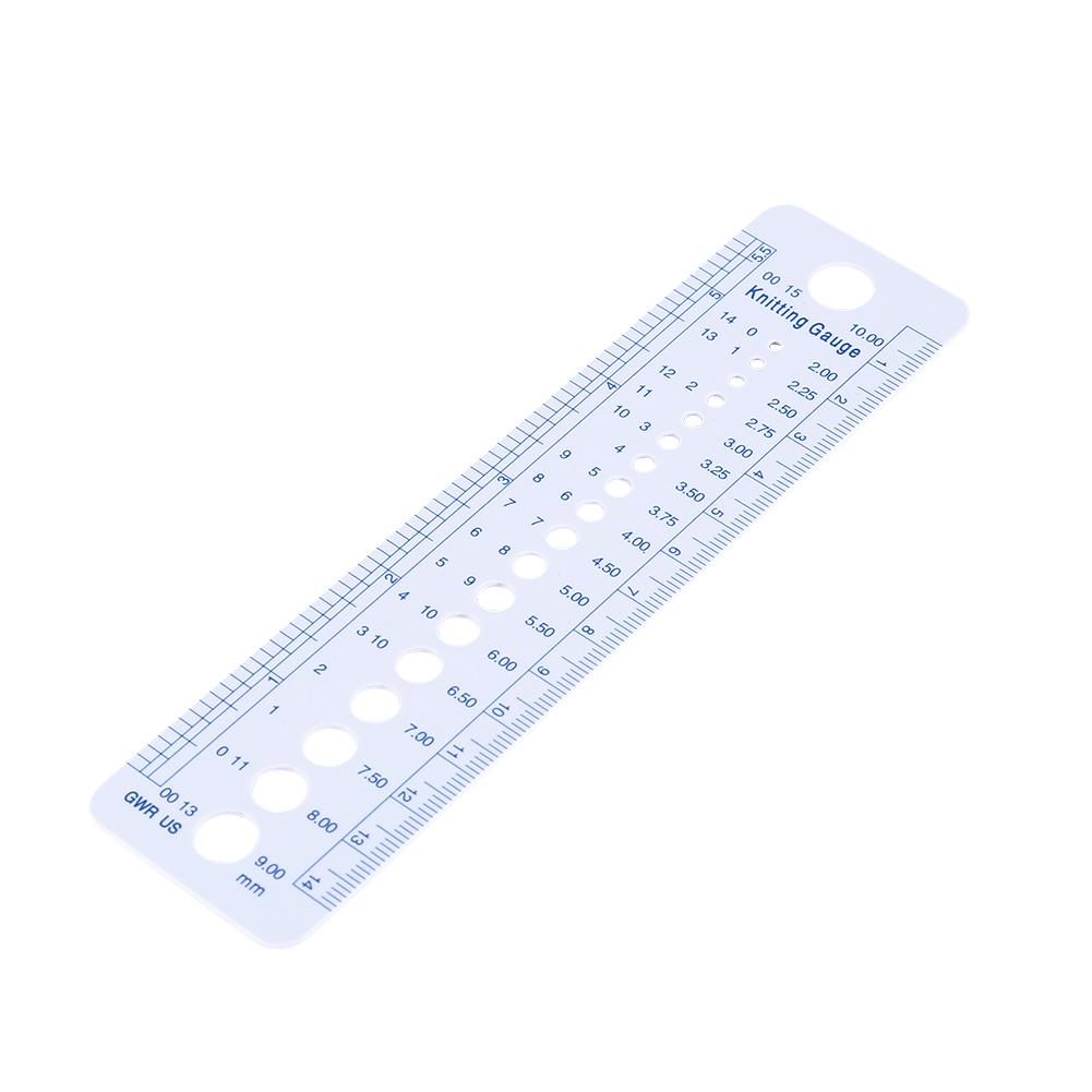 Plastic Knitting Needle Gauge Ruler Inch Cm Sewing Tools US UK Canada Sizes 2 10mm