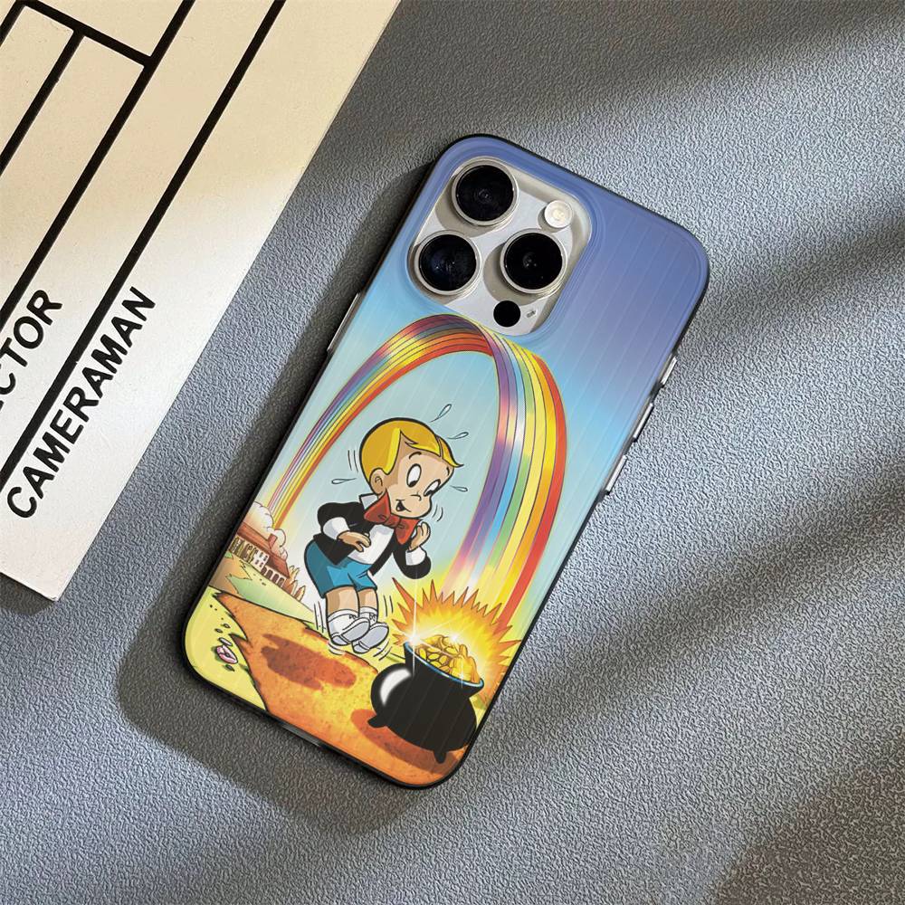 Cartoon Richie Rich For IPhone 15 16 17 14 13 12 11 Pro Max 16E 16 Plus 17 Air Corrugated Shockproof Phone Cover