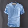 Premium Quality Usa Men's Pullover Linen Short Sleeves Shirts In Solid Cotton Fabric