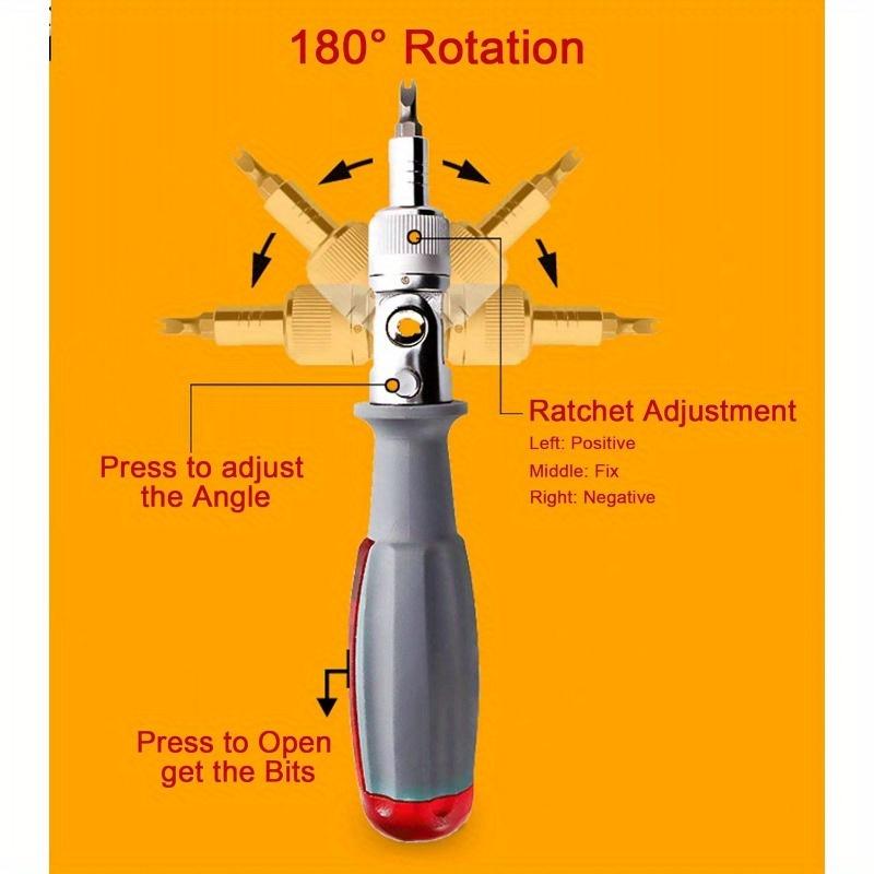 Compact, Durable 10-in-1 Ratcheting Screwdriver Set with Magnetic Bits - Multi-Function Tool for Home & Car Repairs, Comfort Grip Handle