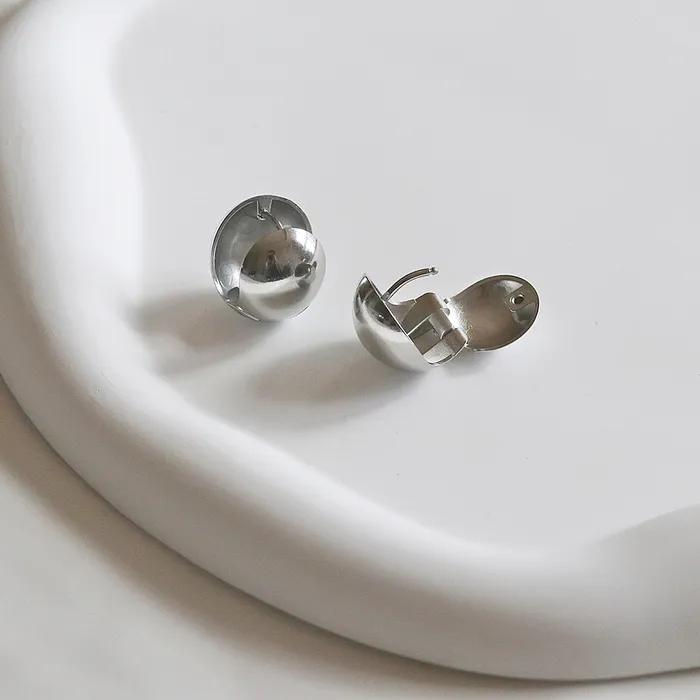 _EE79 Surgical Steel Chubby Voluminous One-Touch Earrings (Non-Discoloring)