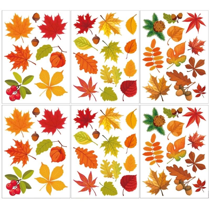

Double Sided Print Decals Autumn Window Stickers for Living Room Window Sticker Thanksgiving Fall Decoration 1