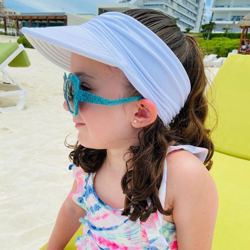 Toddler Girls Sport Sun Visor Hats Empty Top Baseball Sun Cap Kids Sunhats with UV Protection Long Brim Summer Outdoor Beach Caps 50-54cm