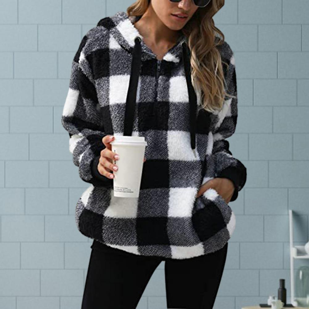 Damen Sweatshirt Damen Hoodie Warmes Plüsch-Pullover-Sweatshirt Gemütlicher Damen-Hoodie mit langen Ärmeln und Kordelzug für Herbst/Winter