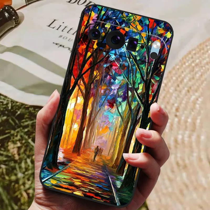 For Google Pixel 9 Pro XL Case Cool Painted Silicone TPU Soft Cover for Googe Pixel 9 9 Pro 8A Cases Black Protective Shells