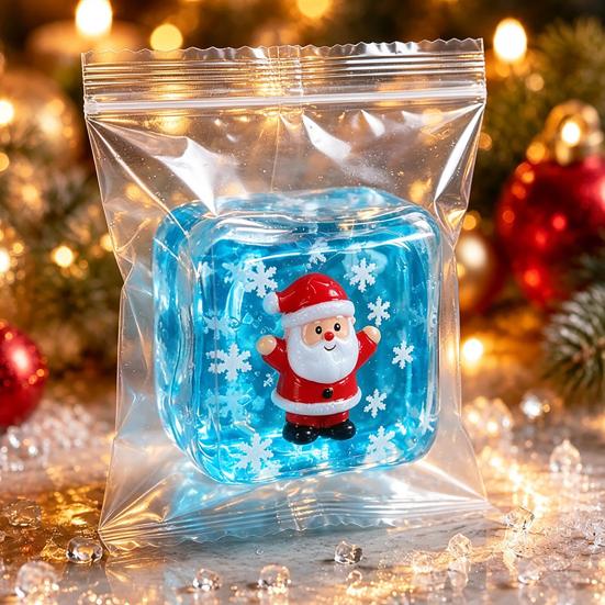 Stress Relieving Toy Relief for Halloween Christmas, Anxiety Reduction Ice Cube Squeeze Clear Sensory Toy, Slow Rising Holiday Gift