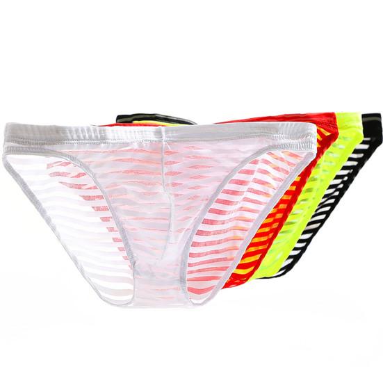 Sous-vêtements Homme Couleur Unie Rayure Sans Couture Maille Slips Homme pour Porter à l'Intérieur