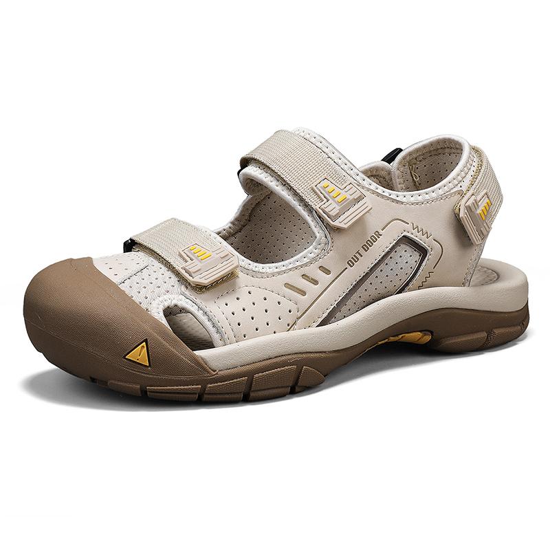 

New Summer Sandals Men Non-Slip Mesh Sneakers Breathable Mens Casual Shoes Outdoor Wading Aqua Shoes Anti-Collision Toe Sandaly 46 песочный