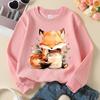 Kinder Rundhals-Sweatshirt, Süßer Fuchs mit Milchkanne Aufdruck, Weicher Lässiger Pullover für Herbst Winter