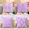 Geometric Light Purple Cushion Cover Natural Linen Double Sided Print Throw Pillow Case for Sofa Couch Home Decor