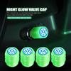 4PCS Car Luminous Tire Valve Cap Fluorescent Night Glowing Decor For VW Golf 4 5 6 7 Polo Jetta Sagitar Magotan
