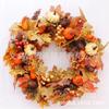 Harvest Wreath Halloween Thanksgiving Door Decor Plastic Floral Ring With Pumpkins Berries