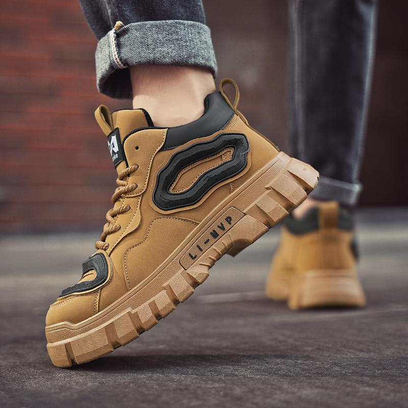 New Fashion Autumn And Winter Men's High Top Martin Boots Students Male Boys Trending Soft Sole Work Shoes Labor Protection Martin Sneakers