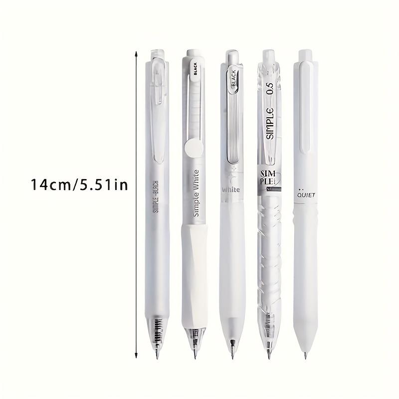 5pcs Ergonomic Retractable Ballpoint Pens | Smooth Writing Experience, Fast-Dry Ink, Medium Tip, Stylish Neutral Design for School & Office Use