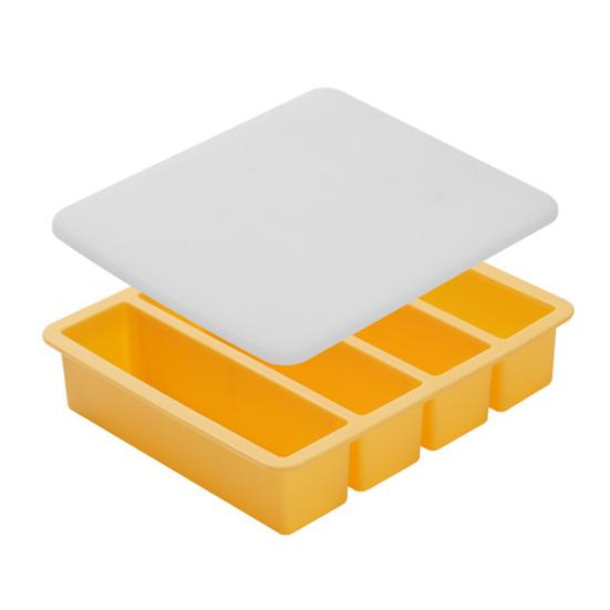 Forma na led s víkem Silikonové formy na led do mrazáku Stohovatelná Forma na led s velkými čtverci pro bary na koktejly, džus, kávu Výrobník ledu se 4 dutinami