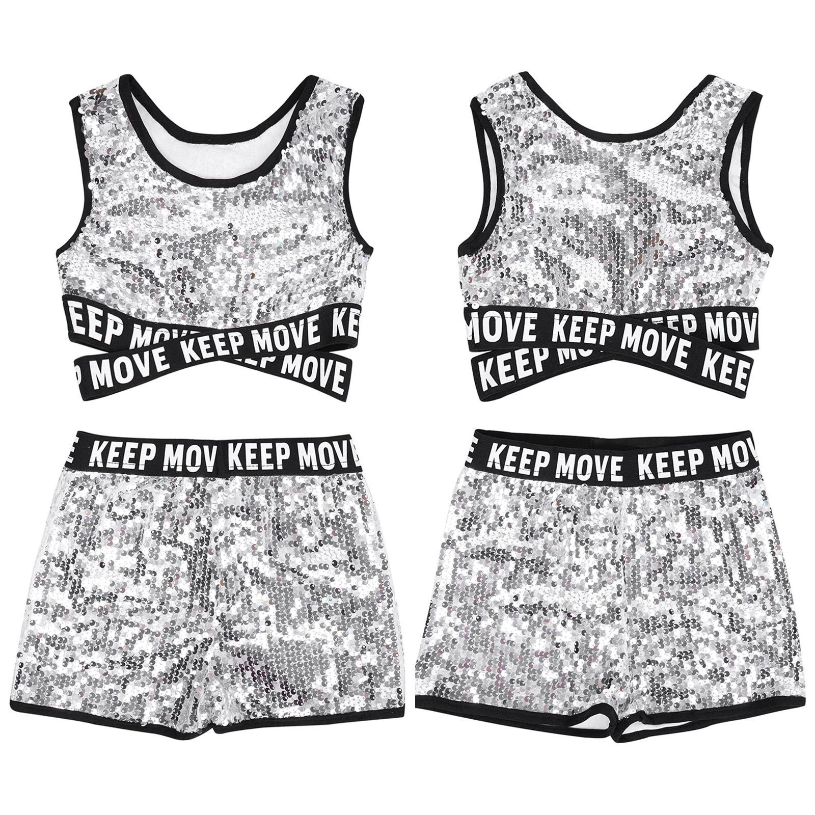 

2 шт. Танкіні для дітей та дівчаток, блискучі блискітки, перехрещені бретельки, безрукавка з шортами 14-16 Years срібний