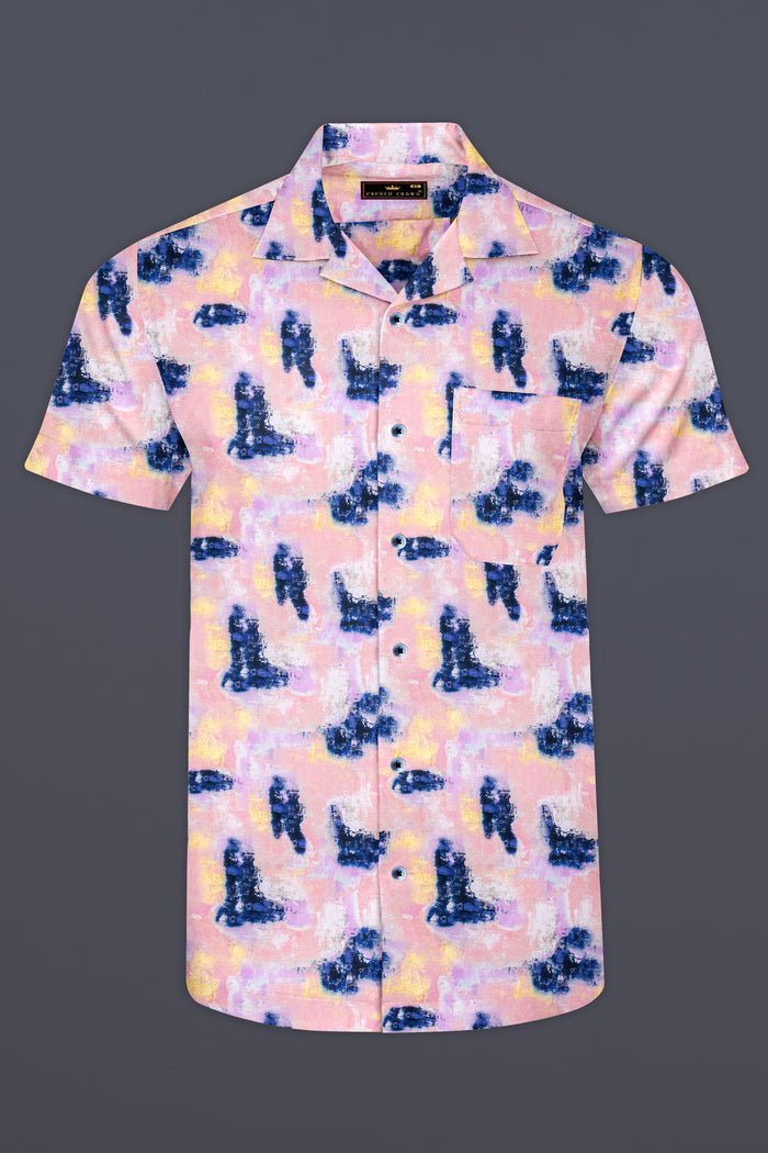 Mandys Peach with Gunmetal Blue Printed Super Soft Premium Cotton Shirt 38