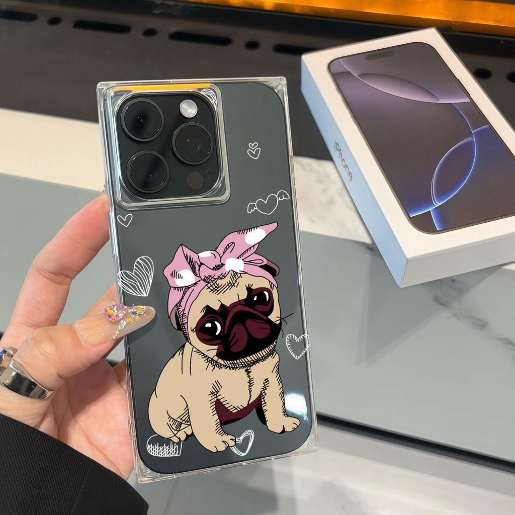 Clear Square Back Tube Case Protection For iPhone 14 Pro Max 16 ProMax 11 12 15 Plus 13 Anti-Oxygen,Cute Dog Pattern Casing