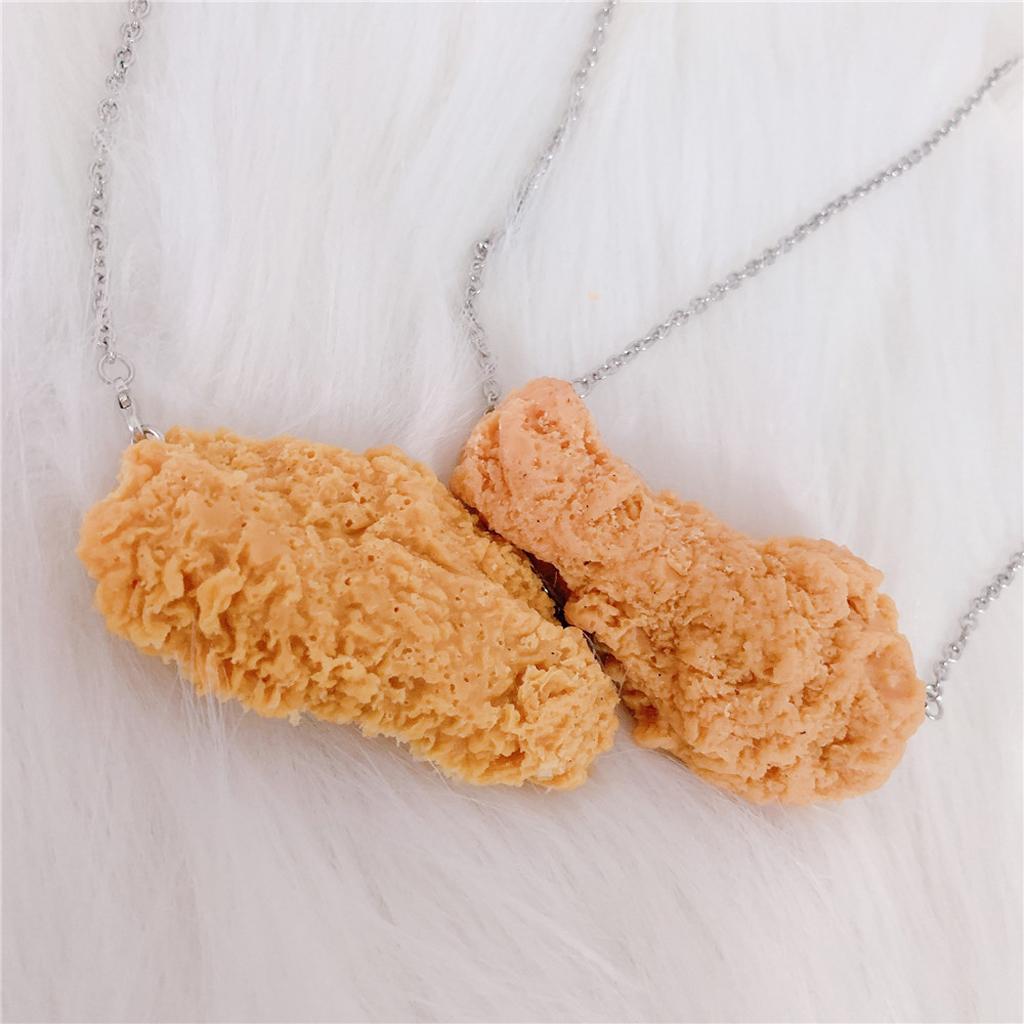 Simulation Fried Chicken Pendant Necklace Lovely Funny Realistic Food Jewelry