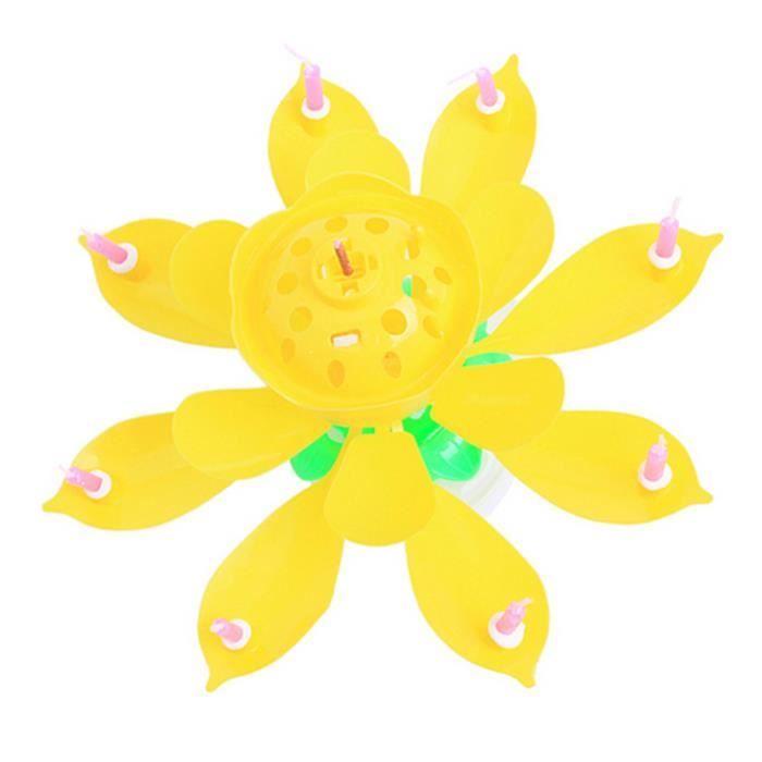 

Musical Candle - Lotus Flower - Yellow - Birthday Decoration - 8 Small Candles - Indoor