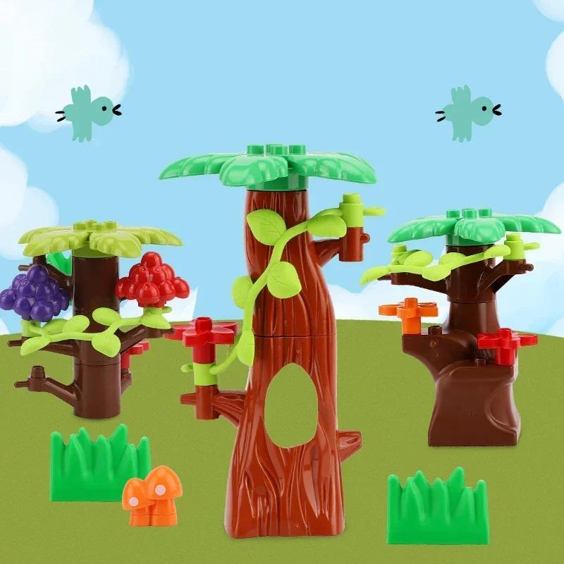 Große Bausteine Outdoor Wald Pflanzen Serie Blume Gras Baum Bauernhof Schmuck Zubehör Kompatible Szenen Spielzeug Kinder Bausteine