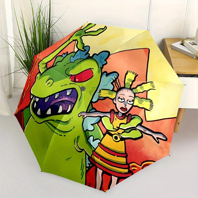 Rugrats Go Wild Automatic Umbrella - Foldable with 8 Iron Ribs, Portable for Outdoor, Gift, Outdoor Umbrell, Playful Accessory, Durable High