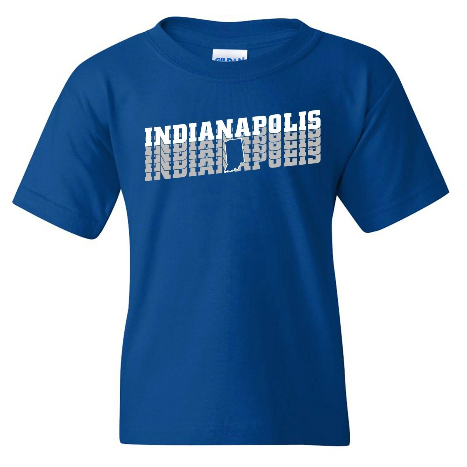 Indianapolis Bay Retro Repeat - Hometown Sport Football Youth T Shirt - Royal S