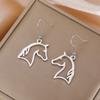 Horse Head Earrings Stainless Steel Jewelry Hollow Animal Pendant for Women Girls Gold Color Zodiac Horse New Year 2026 Trend