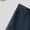 INCERUN Men Sets Lapel Neck Striped Belt Blazer Tops Trousers Long Pants Casual Suits