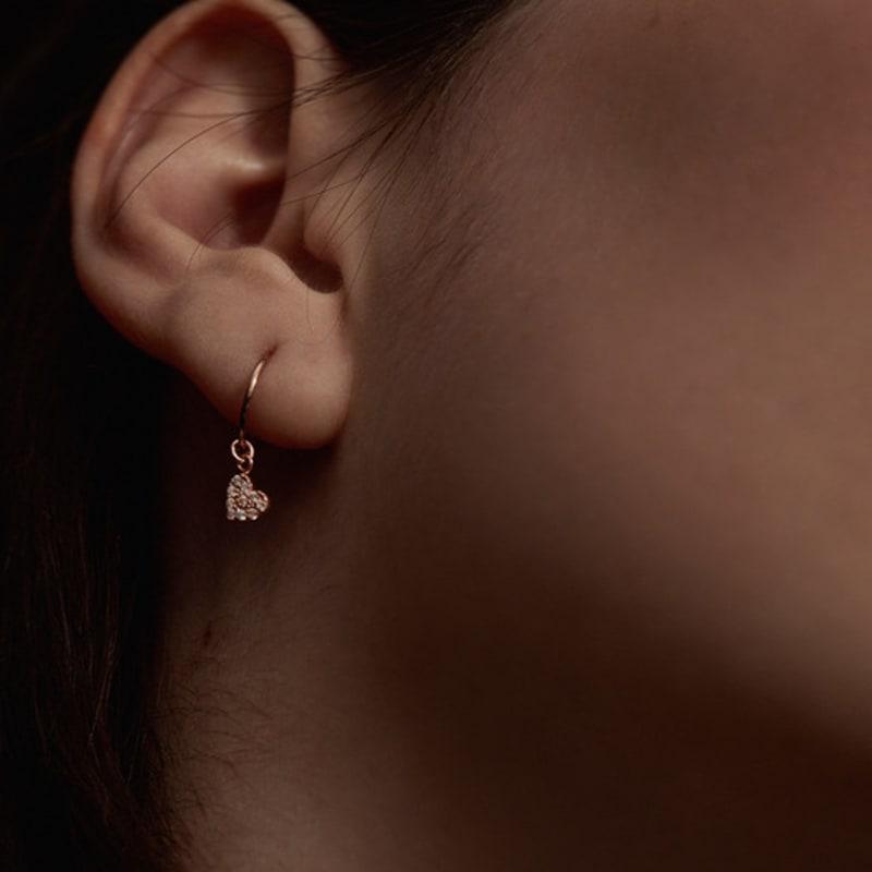 

Taupe [Exclusive] 14K Gold Heart Hoop Earrings - Heart Cubic One-Touch Hoop Earrings ROSE GOLD