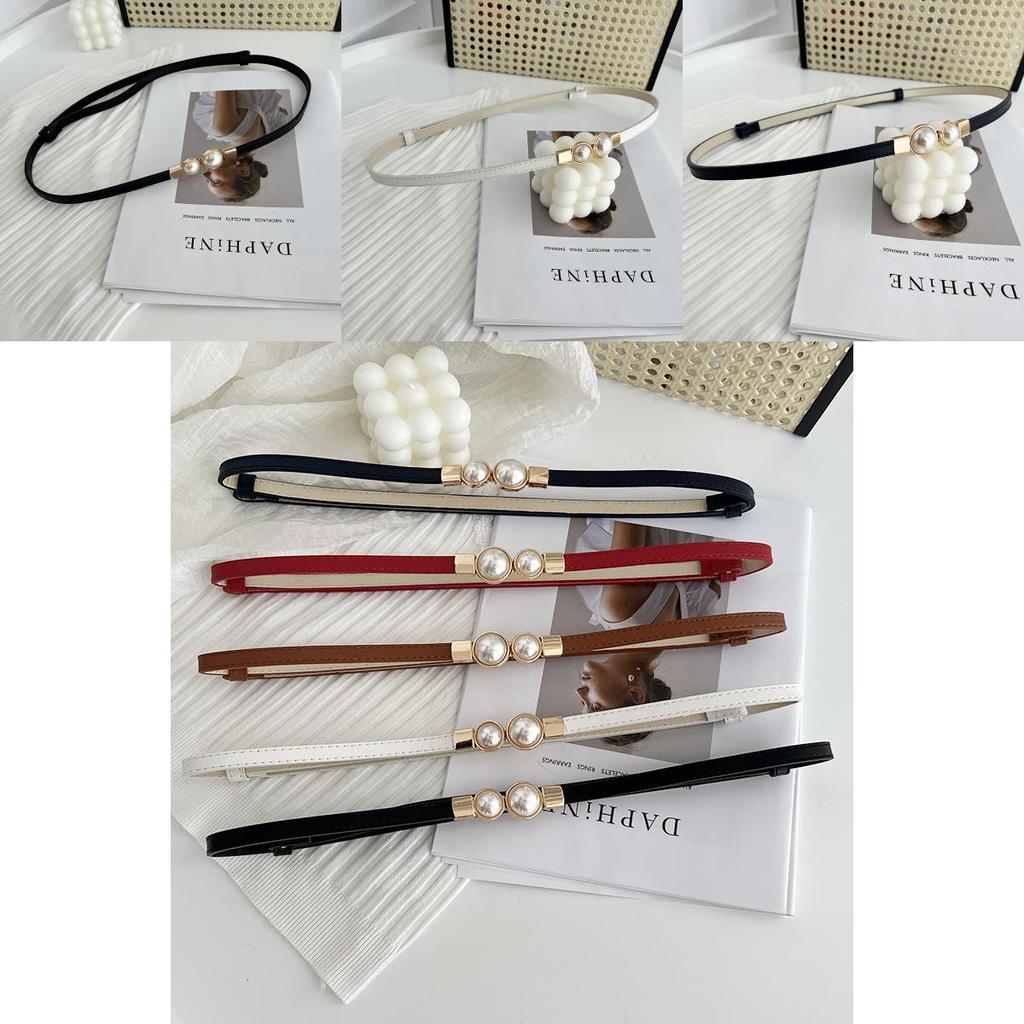 Stunning Matte Black Women's Belt With Elegant Pearl Buckle Perfect For Summer Outfits