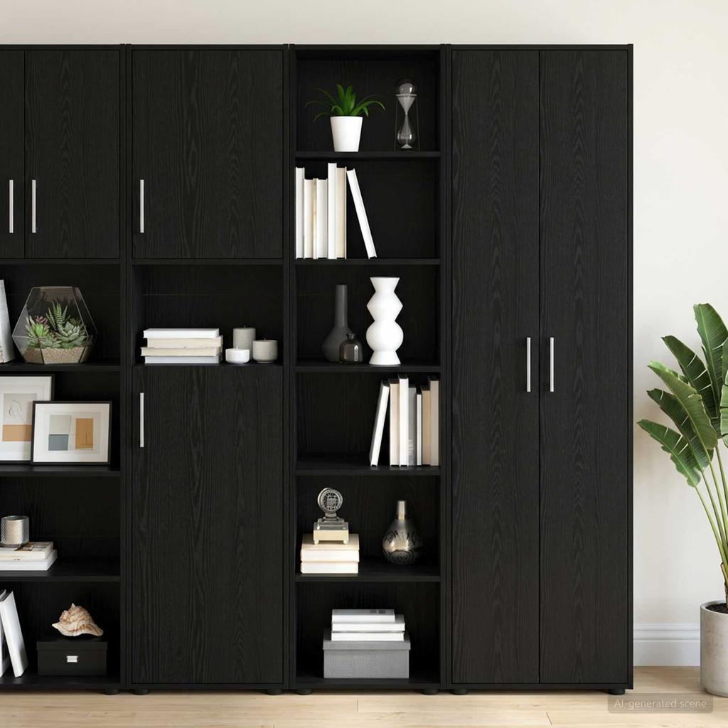Sideboard Black Oak Effect 45 x 41 x 185 cm Engineered Wood