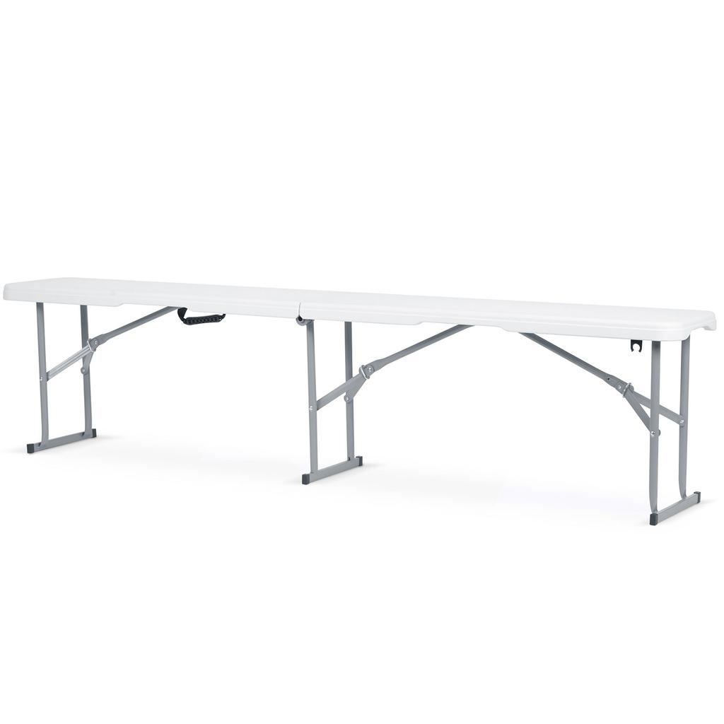 Catering Set Garden Folding Table + 2 Benches 180 Cm Plonos White