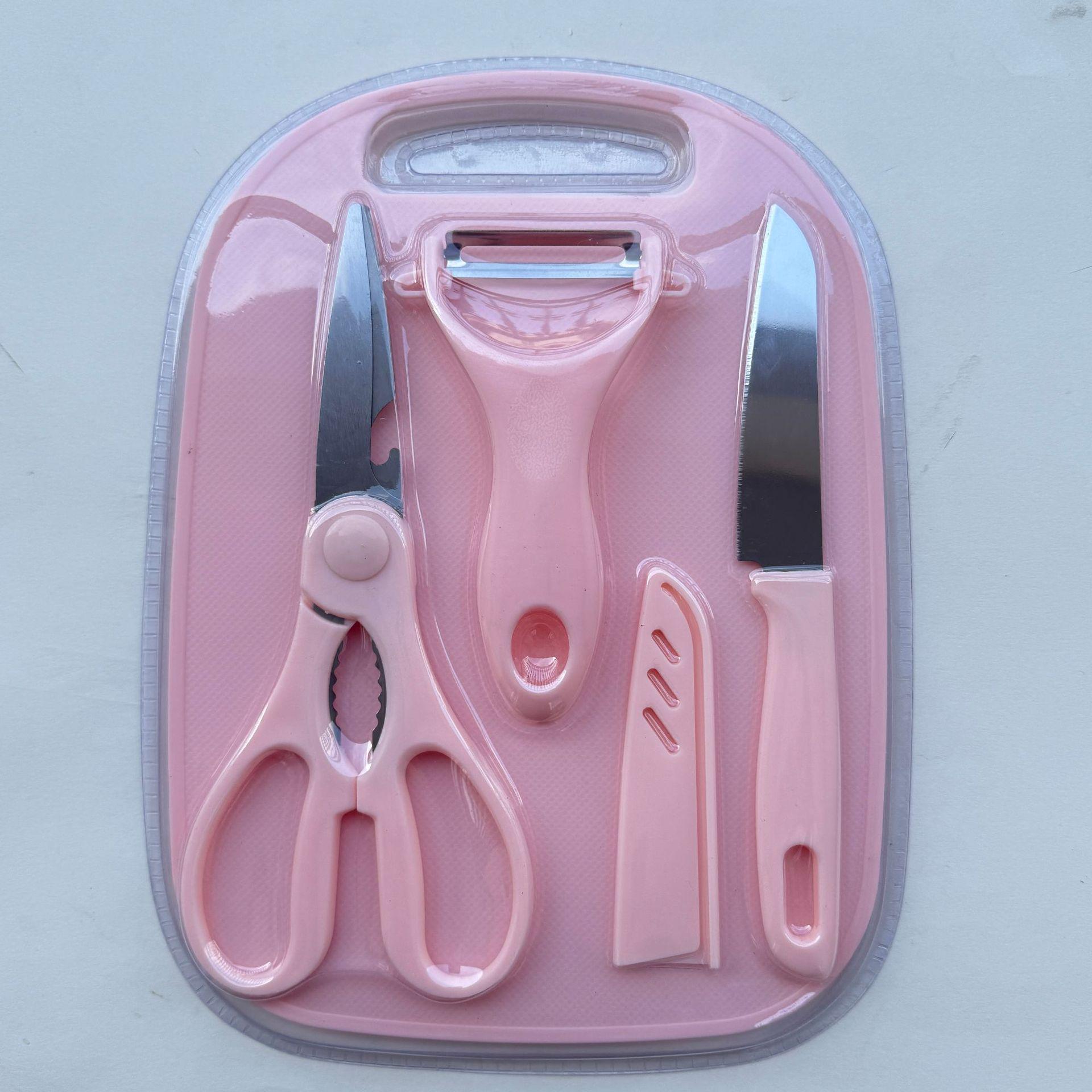 Portable Baby Food Prep Set: Fruit Knife & Cutting Board (4 pcs) розовый