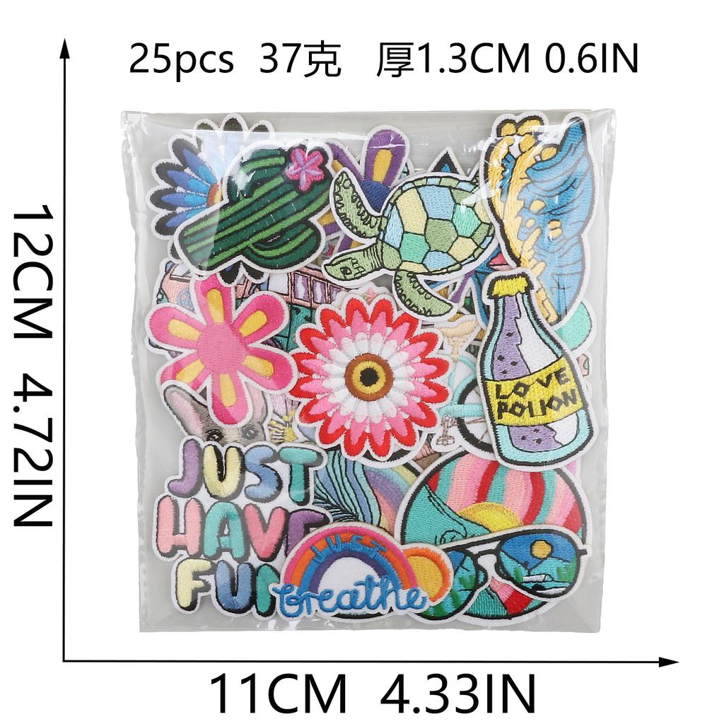 Cactus Car Embroidery Cloth Sticker Jacket Decoration Wave Patch Sticker Butterfly Computer Embroidery Label Flower Stamp Ironing