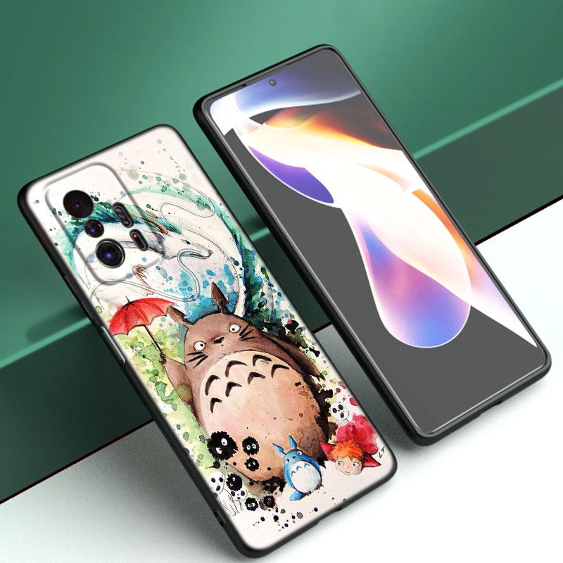 Studio Ghibli Totoro Phone Case For Xiaomi Mi A2 8 9 SE Note 10 10T 11 12 Lite 9T 11T 12S 12T Pro A3 6X 12X Soft TPU Black Cover