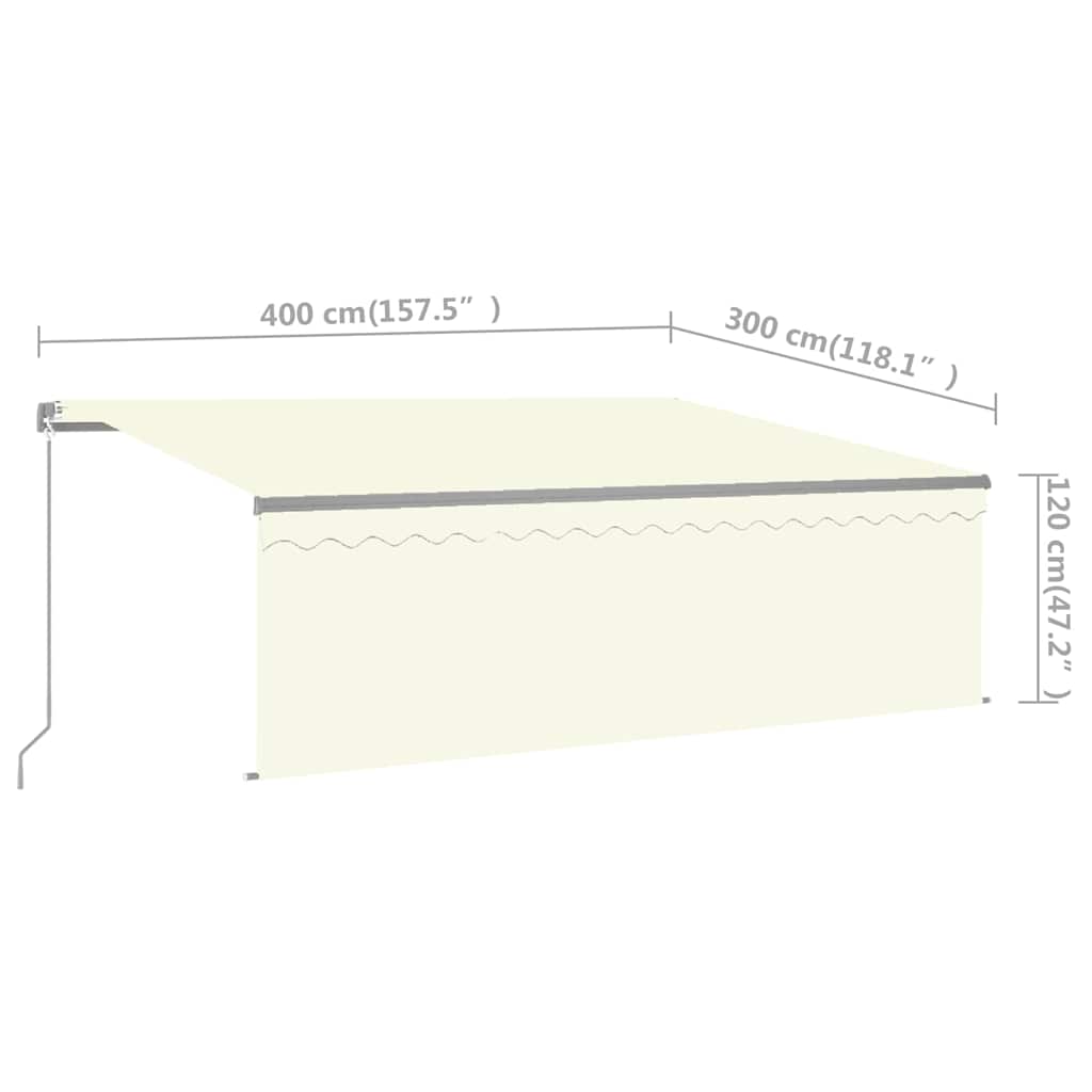 Manual Retractable Awning with Roller Blind 4x3 M Cream