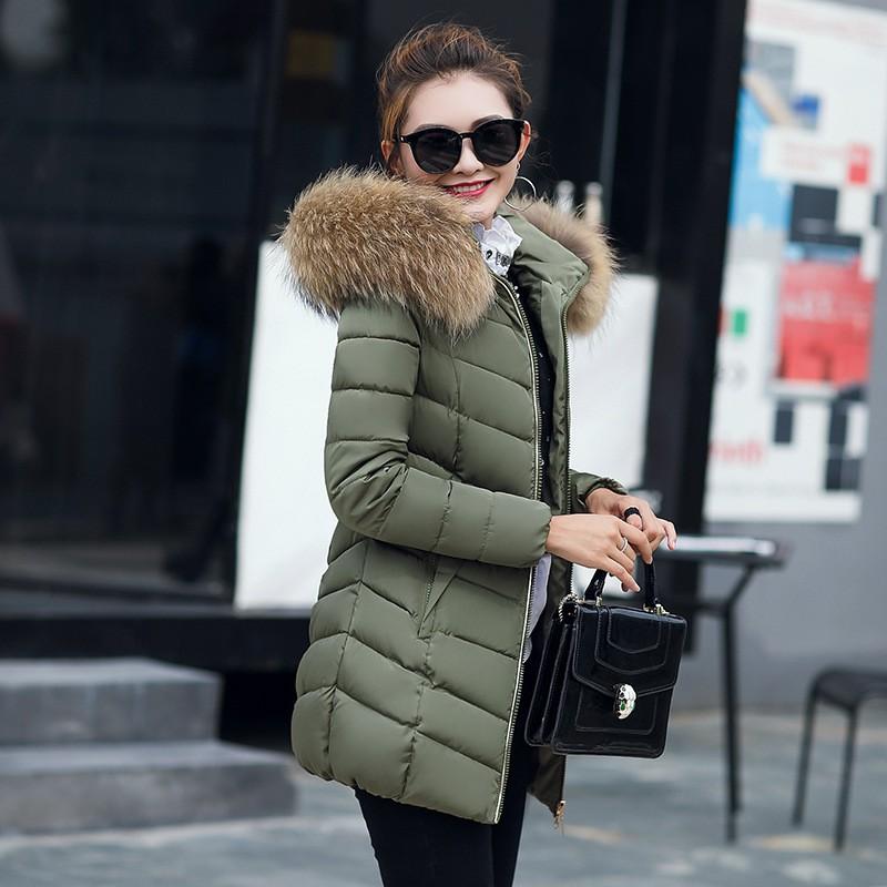 2026 Winter Womens Mid-length Hooded Faux Fur Collar Cotton Coat Solid Color Loose Fit Daily Wear