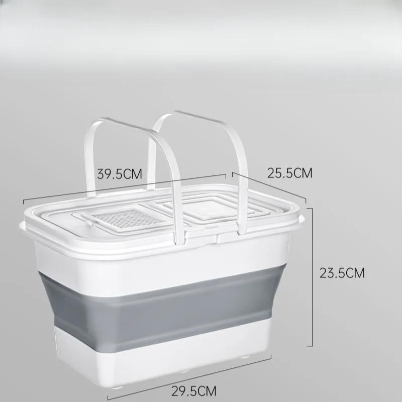 13L Fishing Convenient Hand-held Bucket Live Fish Bucket Portable Folding Breathable Net Suitable for Outdoor Travel and Fishing