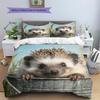 Beautiful Hedgehog Pattern Bedding Home Decoration Birthday Gift (1 * duvet cover + 2 * pillowcase, without core)