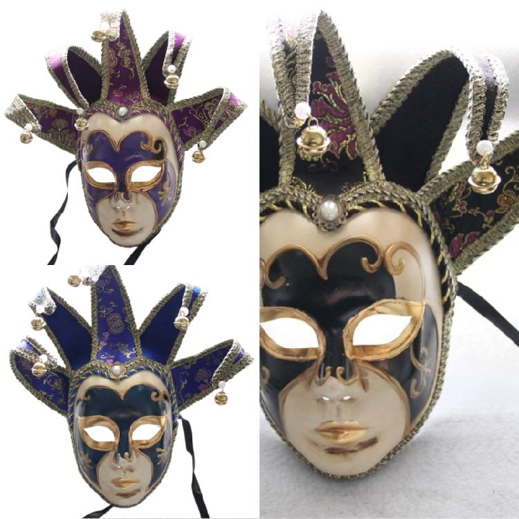 Masquerade Mask With Bells Vintage Jolly Jester Mask Comedy Mask Masquerade Decoration Mask for Men Women Halloween
