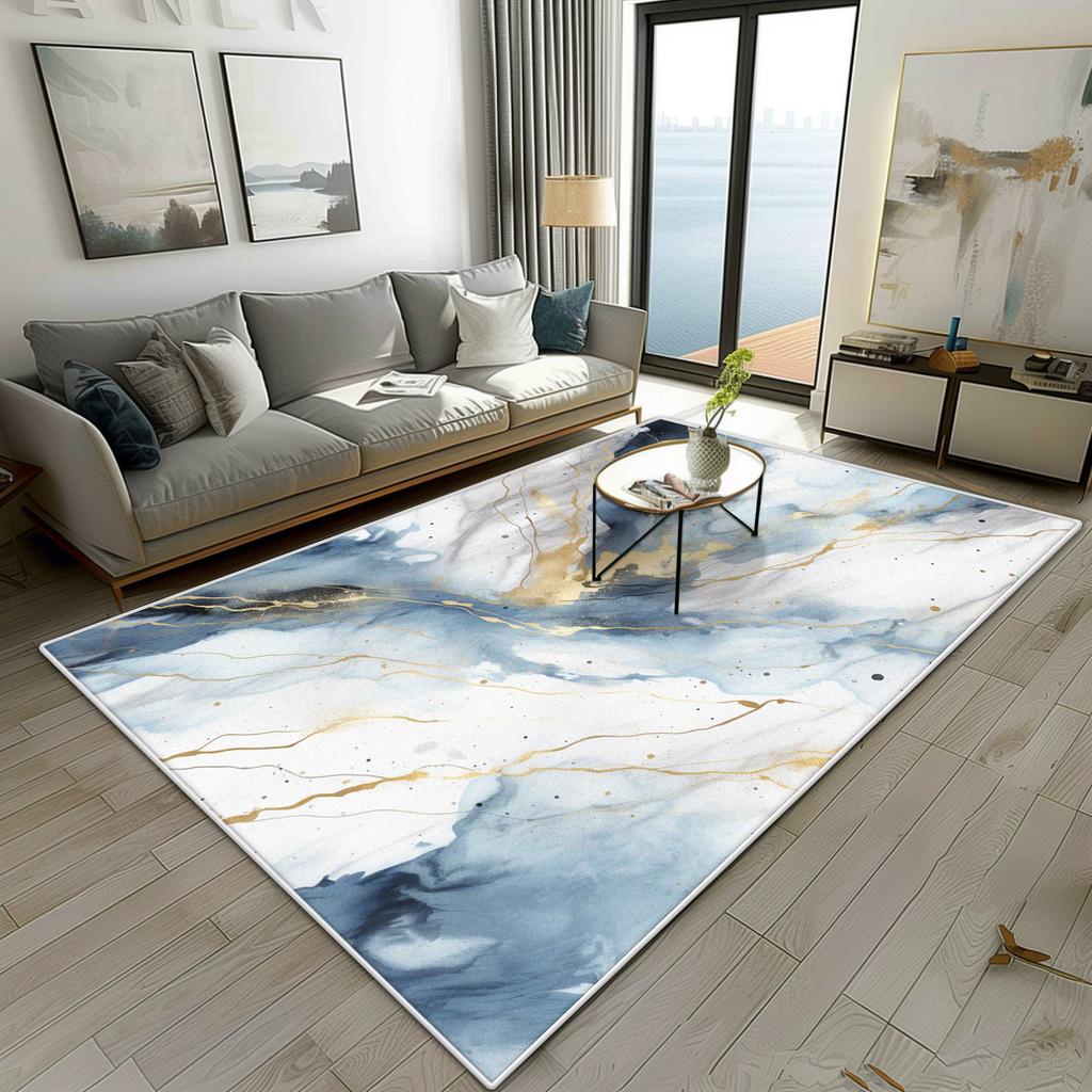 Modern Marble Style Living Room Carpet Luxury Decoration Bedroom Bedside Fluffy Soft Rug Easy Clean Sofa Tables Non-slip Mat